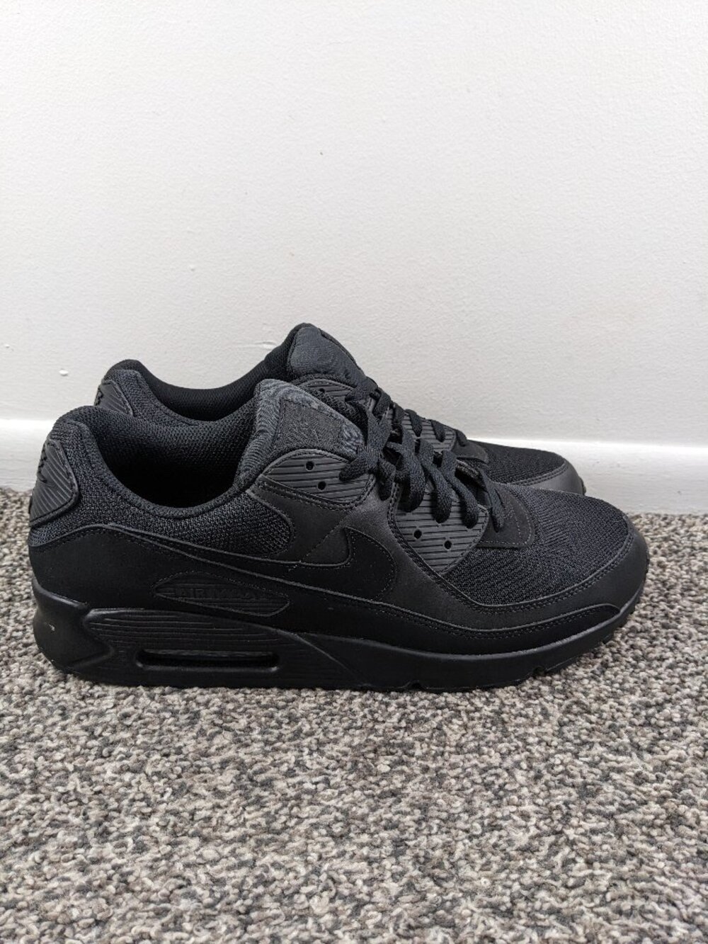 Nike Air Max 90 Triple Black Shoes Sneakers CN8490-003 Mens Size 15